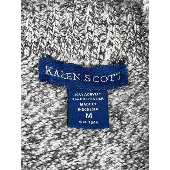 Karen Scott Women's Gray Long Sleeve Collared Knit Sweater Size Medium - Picture 5 of 9